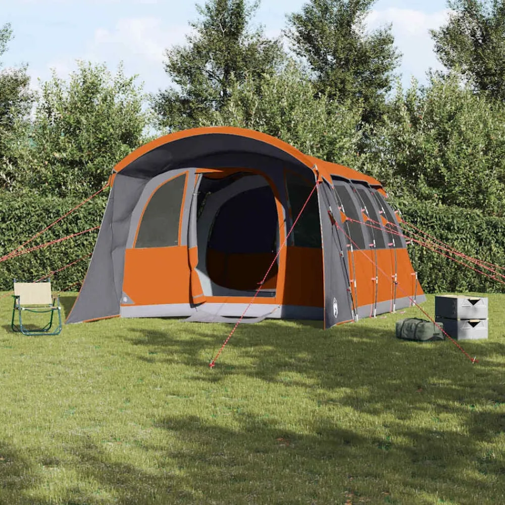vidaXL Tienda Familiar con techo 576 x 325 x 213 cm Gris y naranja Discount