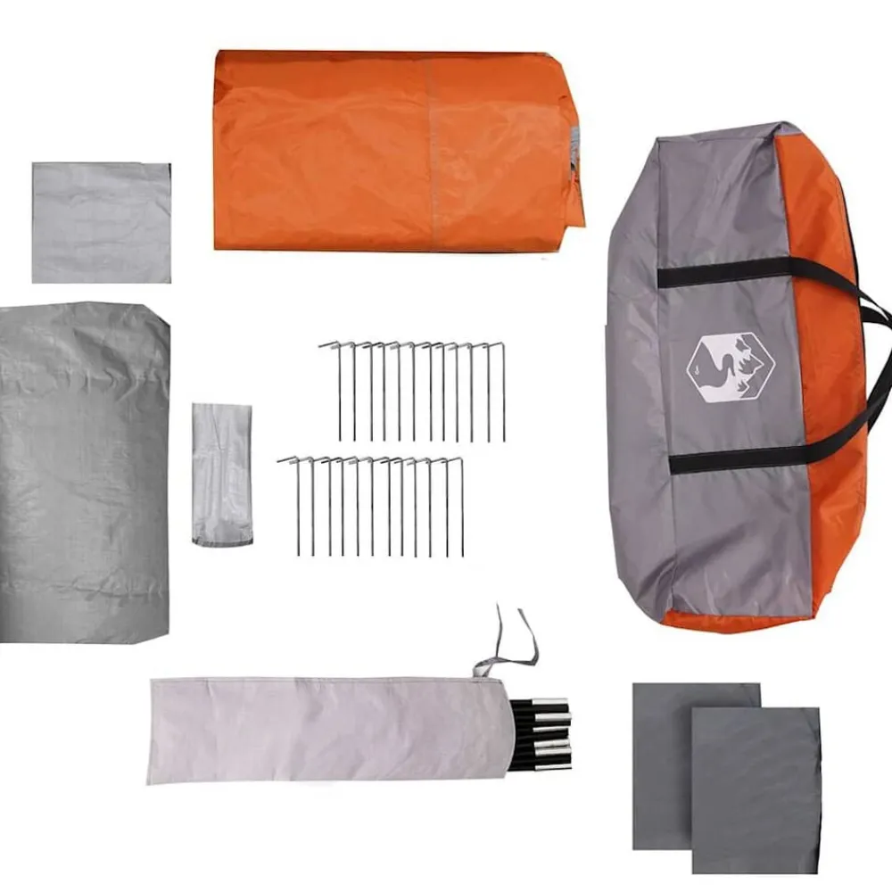 vidaXL Tienda Familiar con techo 576 x 325 x 213 cm Gris y naranja Discount