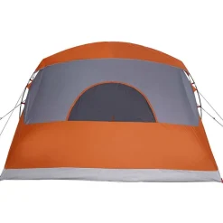 vidaXL Tienda Familiar con techo 576 x 325 x 213 cm Gris y naranja Discount