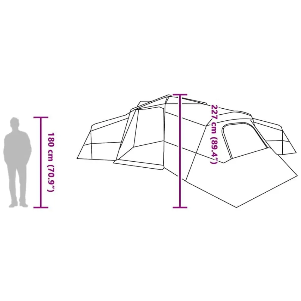vidaXL Actividades Al Aire Libre-Tienda Familiar con techo 833 x 585 x 216 cm tafetán