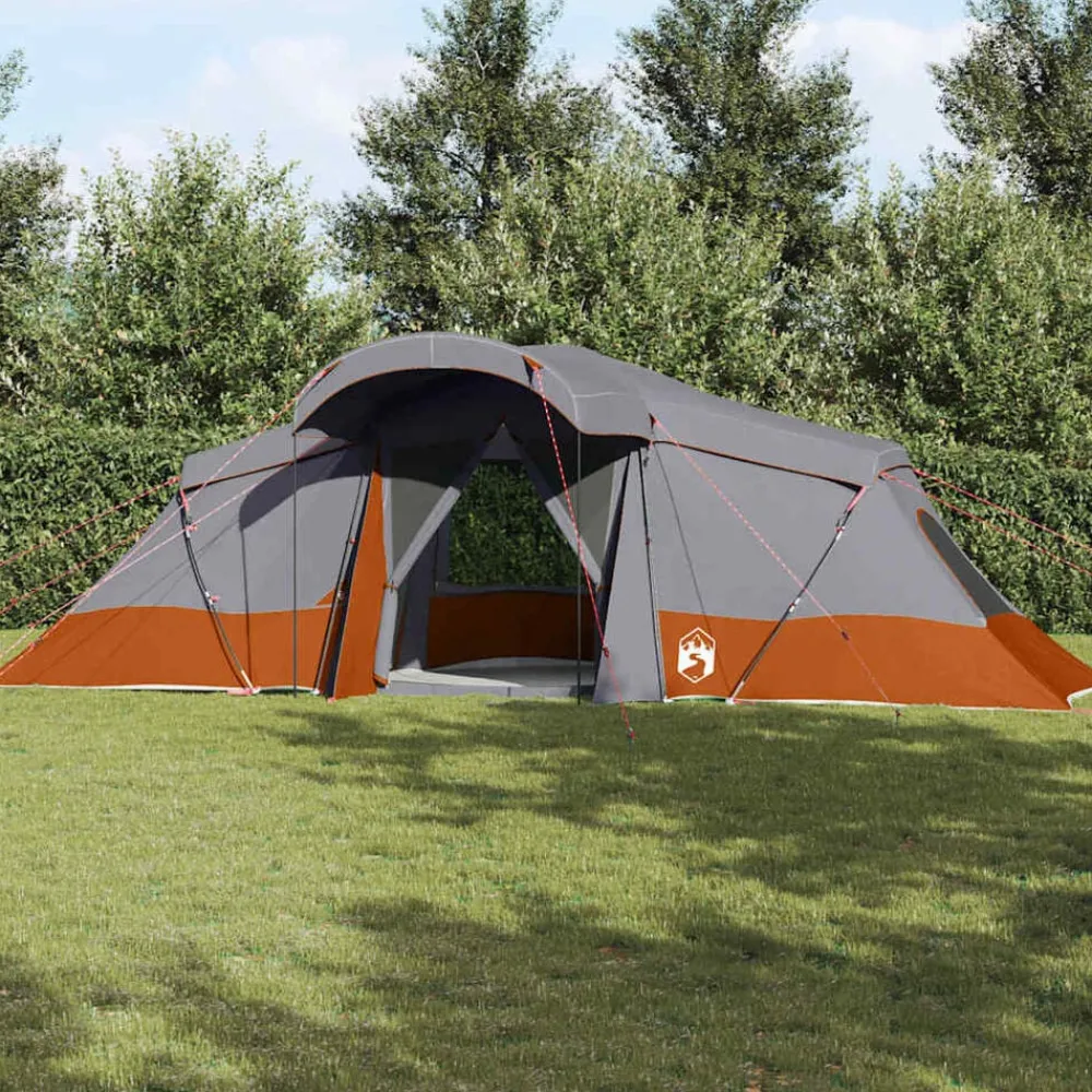 vidaXL Tienda Familiar con techo 721 x 335 x 212 cm Gris y naranja
