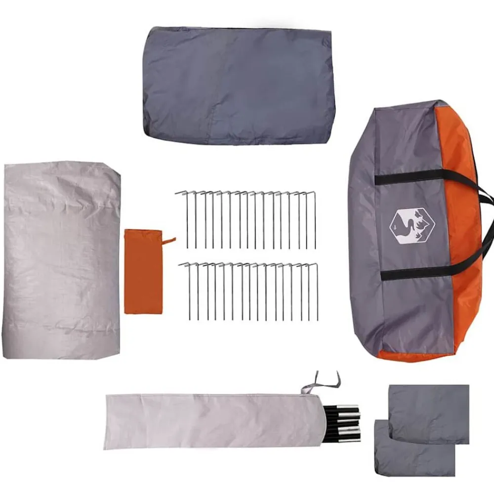 vidaXL Tienda Familiar con techo 721 x 335 x 212 cm Gris y naranja