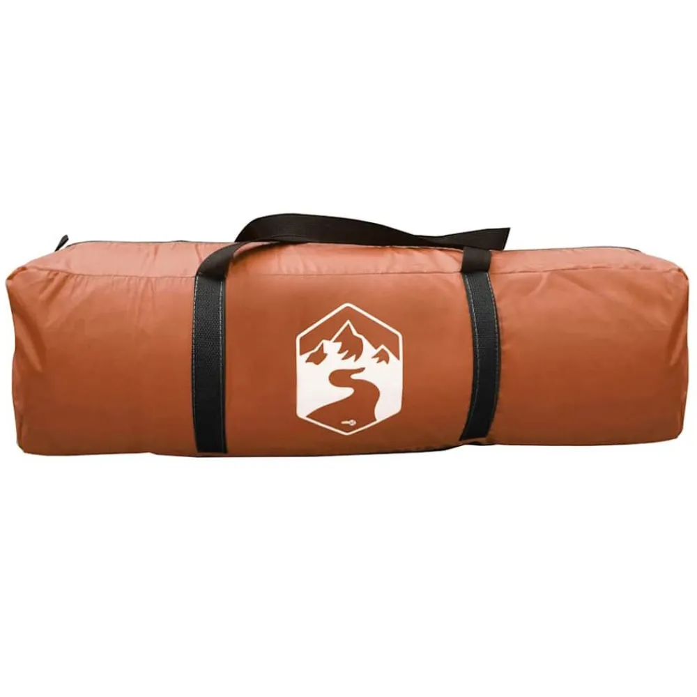 vidaXL Actividades Al Aire Libre-Tienda familiar con cúpula impermeable 6 personas gris naranja