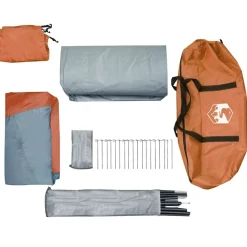 vidaXL Actividades Al Aire Libre-Tienda familiar con cúpula impermeable 6 personas gris naranja