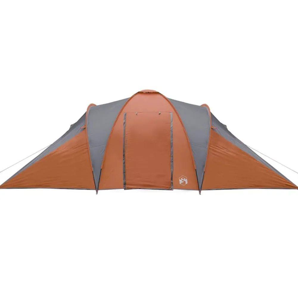 vidaXL Actividades Al Aire Libre-Tienda familiar con cúpula impermeable 6 personas gris naranja