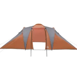 vidaXL Actividades Al Aire Libre-Tienda familiar con cúpula impermeable 6 personas gris naranja