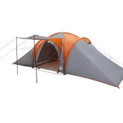 vidaXL Actividades Al Aire Libre-Tienda familiar con cúpula impermeable 6 personas gris naranja