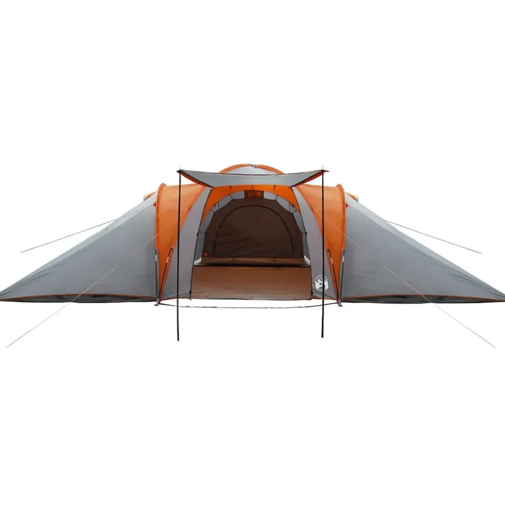 vidaXL Actividades Al Aire Libre-Tienda familiar con cúpula impermeable 6 personas gris naranja