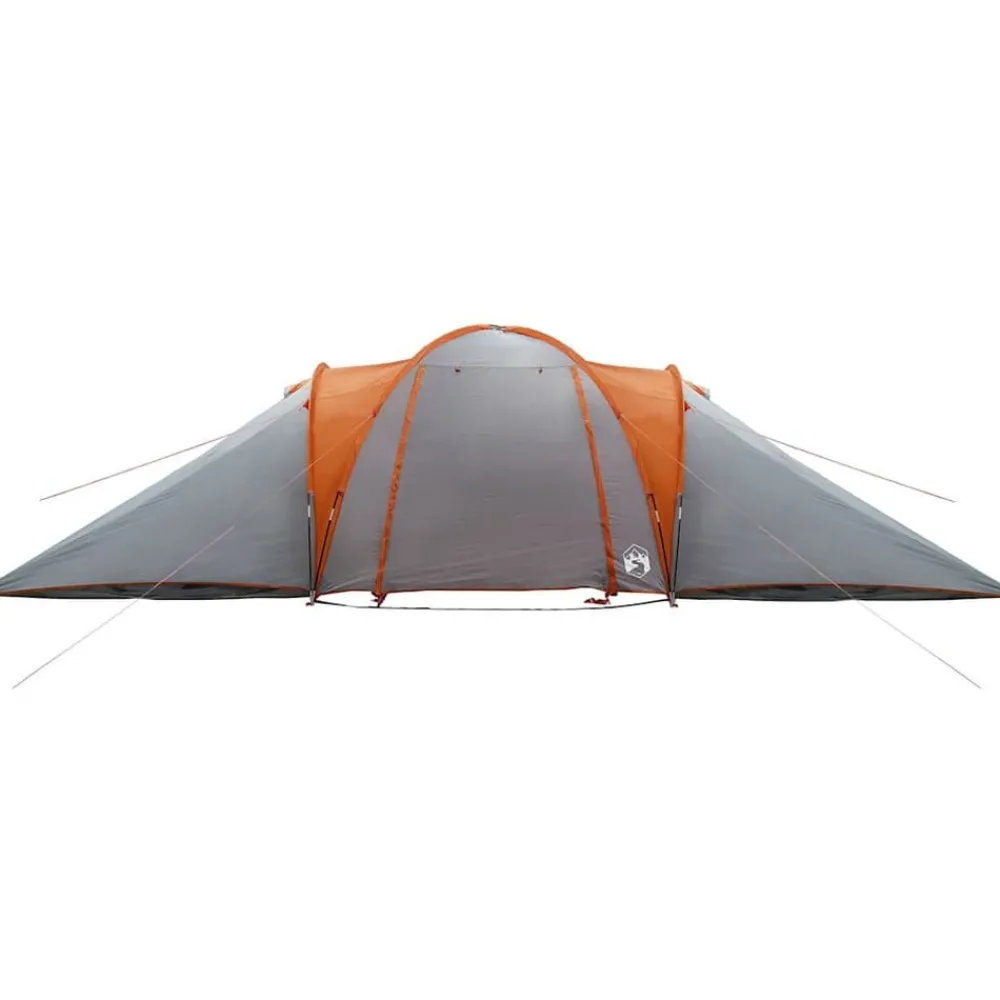 vidaXL Actividades Al Aire Libre-Tienda familiar con cúpula impermeable 6 personas gris naranja
