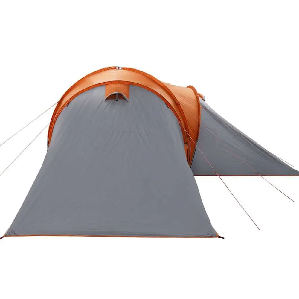 vidaXL Actividades Al Aire Libre-Tienda familiar con cúpula impermeable 6 personas gris naranja