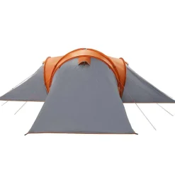 vidaXL Actividades Al Aire Libre-Tienda familiar con cúpula impermeable 6 personas gris naranja