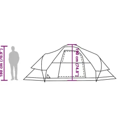 vidaXL Actividades Al Aire Libre-Tienda familiar con cúpula para 9 personas impermeable