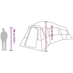 vidaXL Actividades Al Aire Libre-Tienda Familiar con techo 762 x 655 x 218 cm tafetán