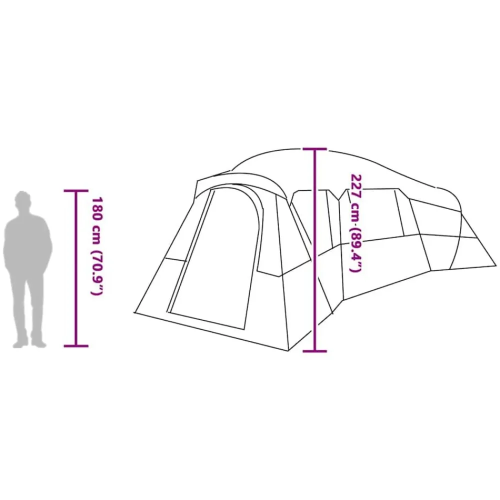 vidaXL Actividades Al Aire Libre-Tienda Familiar con techo 762 x 655 x 218 cm tafetán