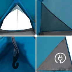 vidaXL Actividades Al Aire Libre-Tienda Familiar con techo y gris 315 x 286 x 200 cm