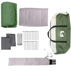 vidaXL Tienda familiar con porche 9 personas impermeable Verde