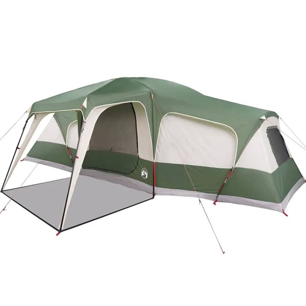 vidaXL Tienda familiar con porche 9 personas impermeable Verde