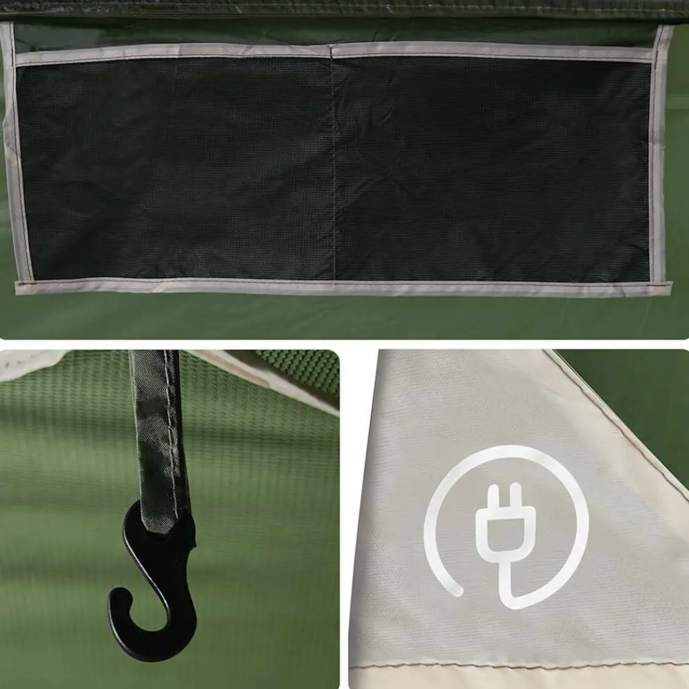 vidaXL Tienda familiar con porche 9 personas impermeable Verde