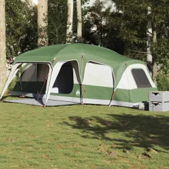 vidaXL Tienda familiar con porche 9 personas impermeable Verde