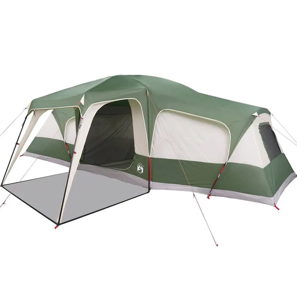 vidaXL Tienda familiar con porche 9 personas impermeable Verde