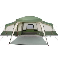 vidaXL Tienda familiar con porche 9 personas impermeable Verde