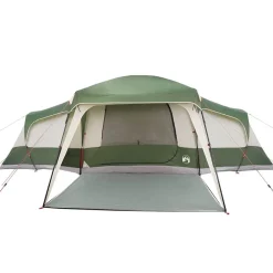 vidaXL Tienda familiar con porche 9 personas impermeable Verde