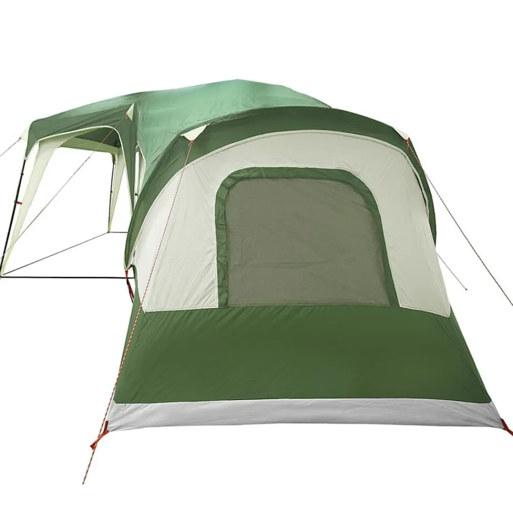 vidaXL Tienda familiar con porche 9 personas impermeable Verde