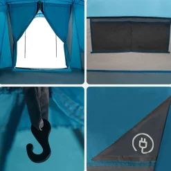 vidaXL Tienda Familiar con techo y gris 721 x 335 x 212 cm Azul Online