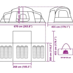 vidaXL Actividades Al Aire Libre-Tienda familiar con porche 9 personas impermeable