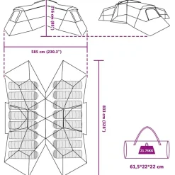 vidaXL Actividades Al Aire Libre-Tienda Familiar con techo 833 x 585 x 216 cm tafetán