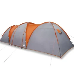 vidaXL Actividades Al Aire Libre-Tienda familiar con cúpula impermeable 8 personas gris naranja