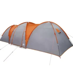 vidaXL Actividades Al Aire Libre-Tienda familiar con cúpula impermeable 8 personas gris naranja
