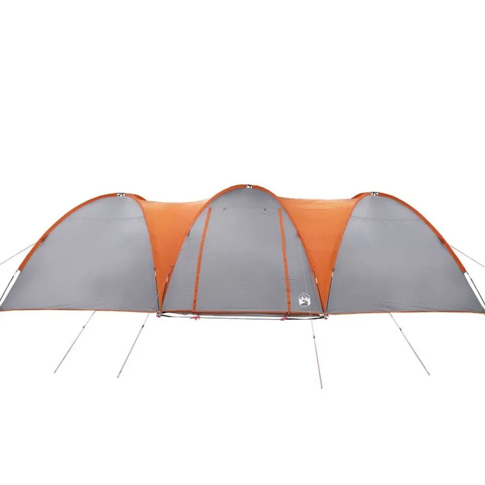 vidaXL Actividades Al Aire Libre-Tienda familiar con cúpula impermeable 8 personas gris naranja