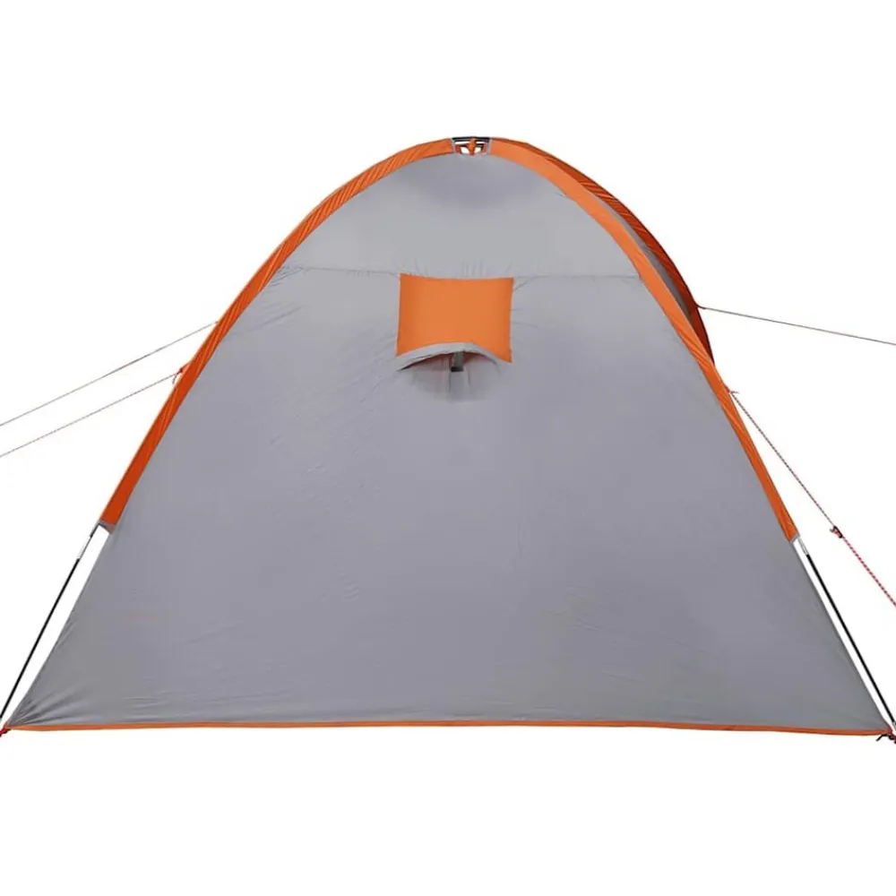 vidaXL Actividades Al Aire Libre-Tienda familiar con cúpula impermeable 8 personas gris naranja