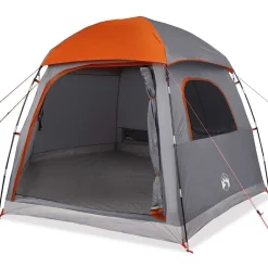 vidaXL Actividades Al Aire Libre-Tienda familiar Igloo para 6 personas impermeable gris naranja