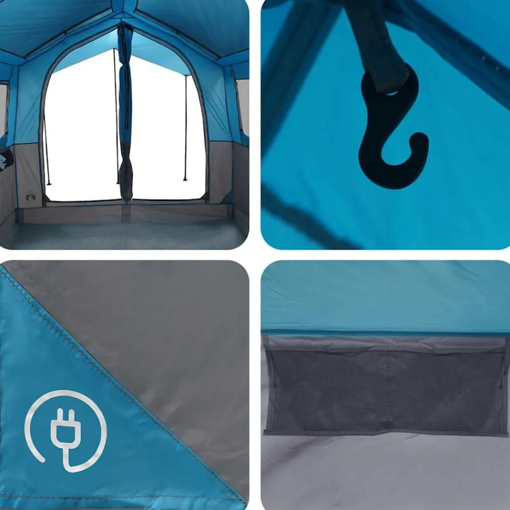 vidaXL Actividades Al Aire Libre-Tienda familiar para 4 personas y gris 324 x 255 x 230 cm