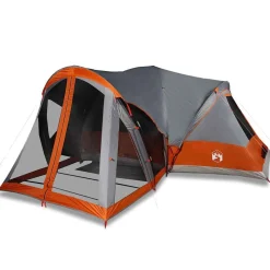 vidaXL Actividades Al Aire Libre-Tienda familiar tipi para 8 personas impermeable gris naranja