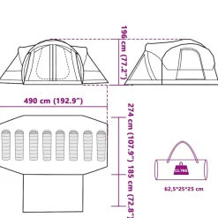 vidaXL Actividades Al Aire Libre-Tienda familiar tipi para 8 personas impermeable gris naranja