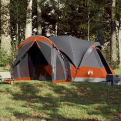 vidaXL Actividades Al Aire Libre-Tienda familiar tipi para 8 personas impermeable gris naranja
