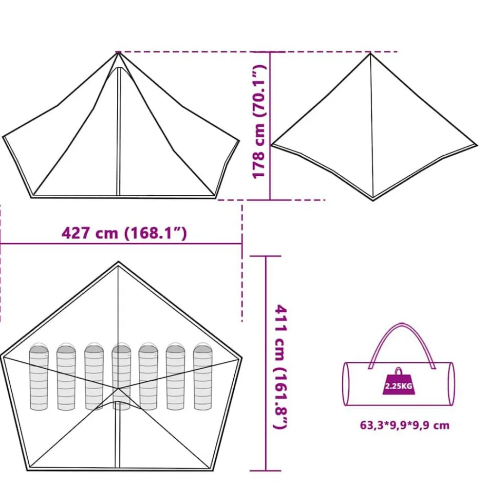 vidaXL Tienda familiar tipi para 7 personas impermeable Gris y naranja Best