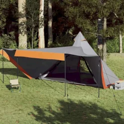 vidaXL Tienda familiar tipi para 8 personas impermeable gris naranja Gris y naranja New
