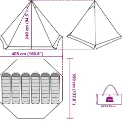 vidaXL Tienda familiar tipi 6 personas tela opaca impermeable blanca Blanco Outlet