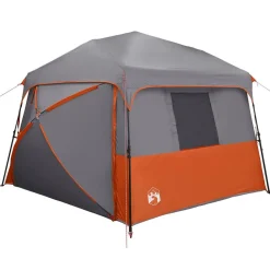 vidaXL Tienda instantánea con mosquitera para 12 personas de liberación rápida Gris y naranja New