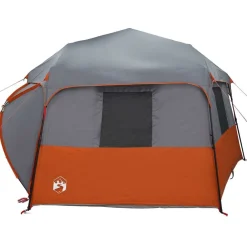 vidaXL Tienda instantánea con mosquitera para 12 personas de liberación rápida Gris y naranja New