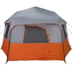 vidaXL Tienda instantánea con mosquitera para 12 personas de liberación rápida Gris y naranja New