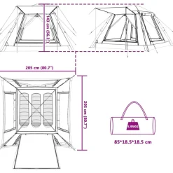 vidaXL Actividades Al Aire Libre-Tienda Instantánea con Lluvias para 3 Personas de Liberación Rápida