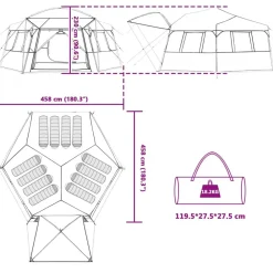 vidaXL Actividades Al Aire Libre-Tienda instantánea con mosquitera para 12 personas de liberación rápida