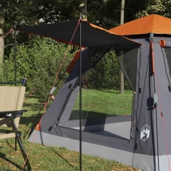 vidaXL Tienda Instantánea con Lluvias para 3 Personas de Liberación Rápida Gris y naranja Best