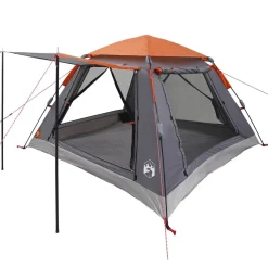 vidaXL Tienda Instantánea con Lluvias para 3 Personas de Liberación Rápida Gris y naranja Best