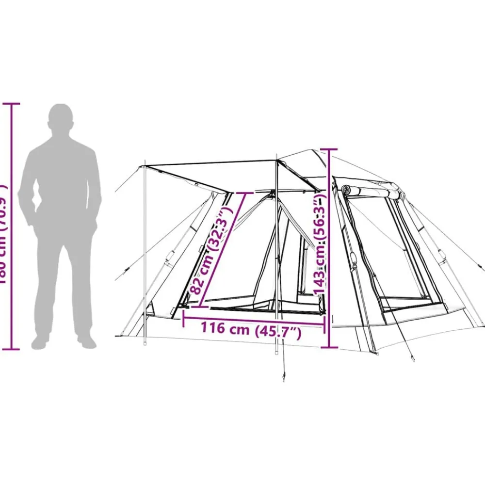vidaXL Actividades Al Aire Libre-Tienda Instantánea con Lluvias para 3 Personas de Liberación Rápida